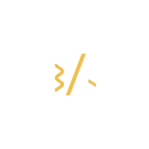 A minimalist golden-yellow abstract logo or icon consisting of a wavy vertical stroke, a diagonal slash, and a small dash, centered on a solid white background.